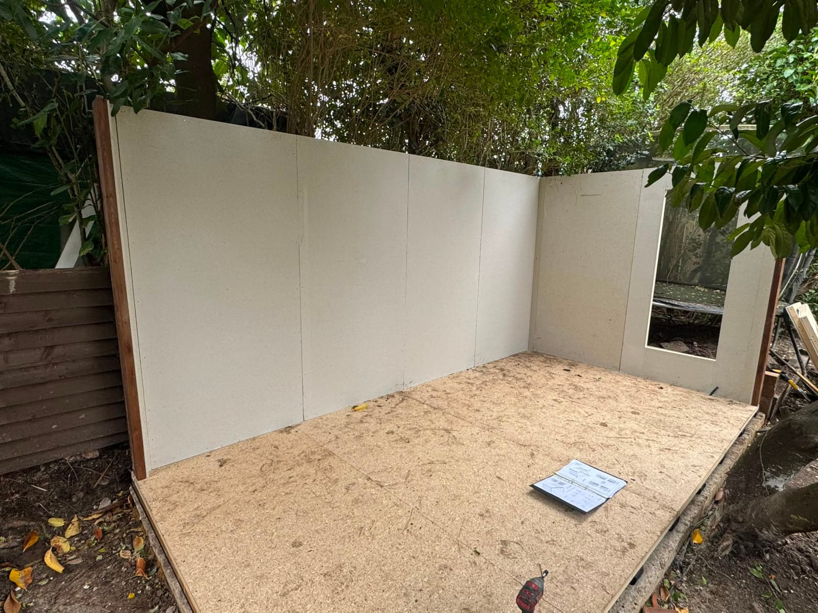 The summer house structure taking shape on its base