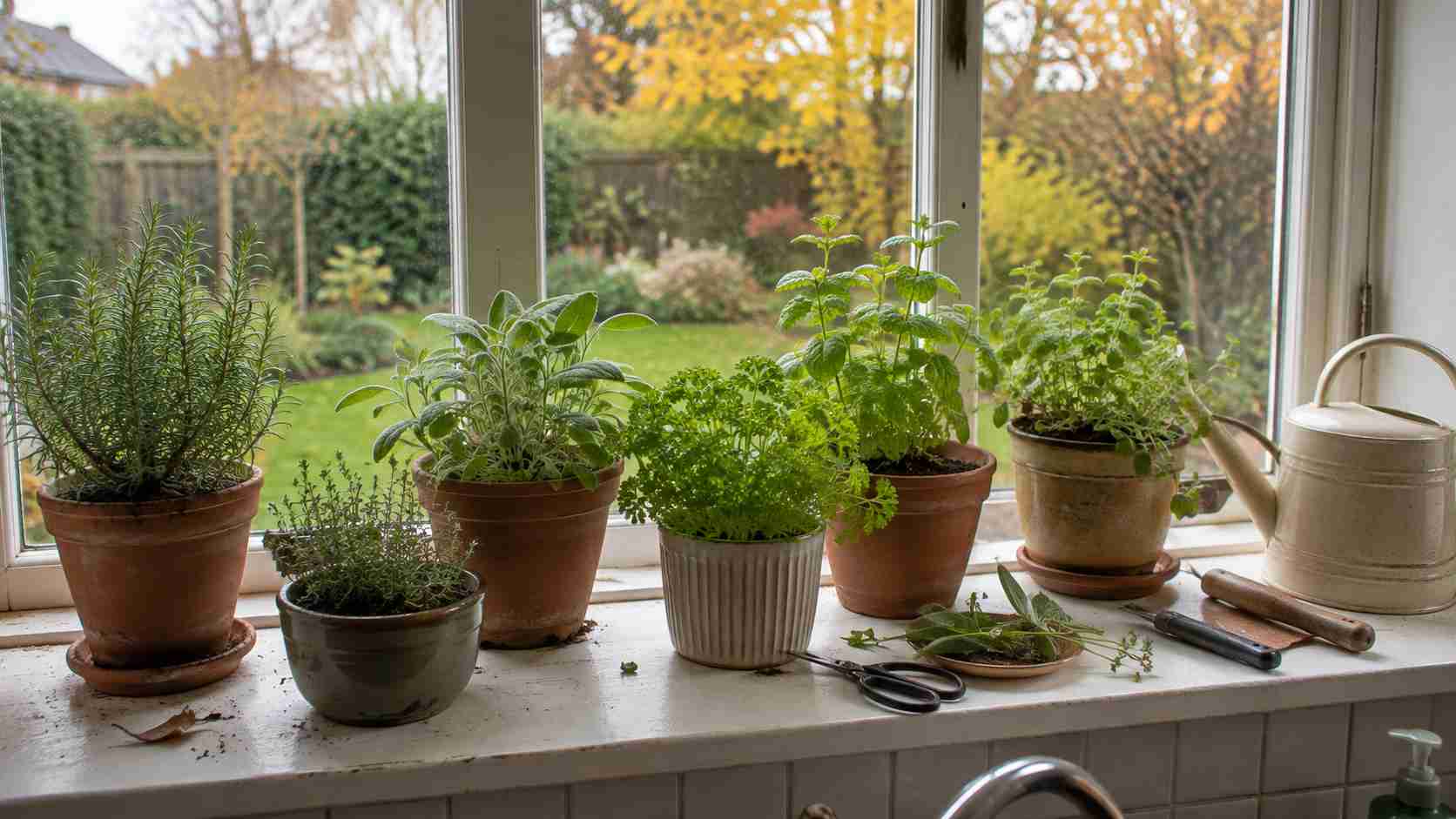 A beautifully landscaped garden with lawn, patio and planted borders in Surrey